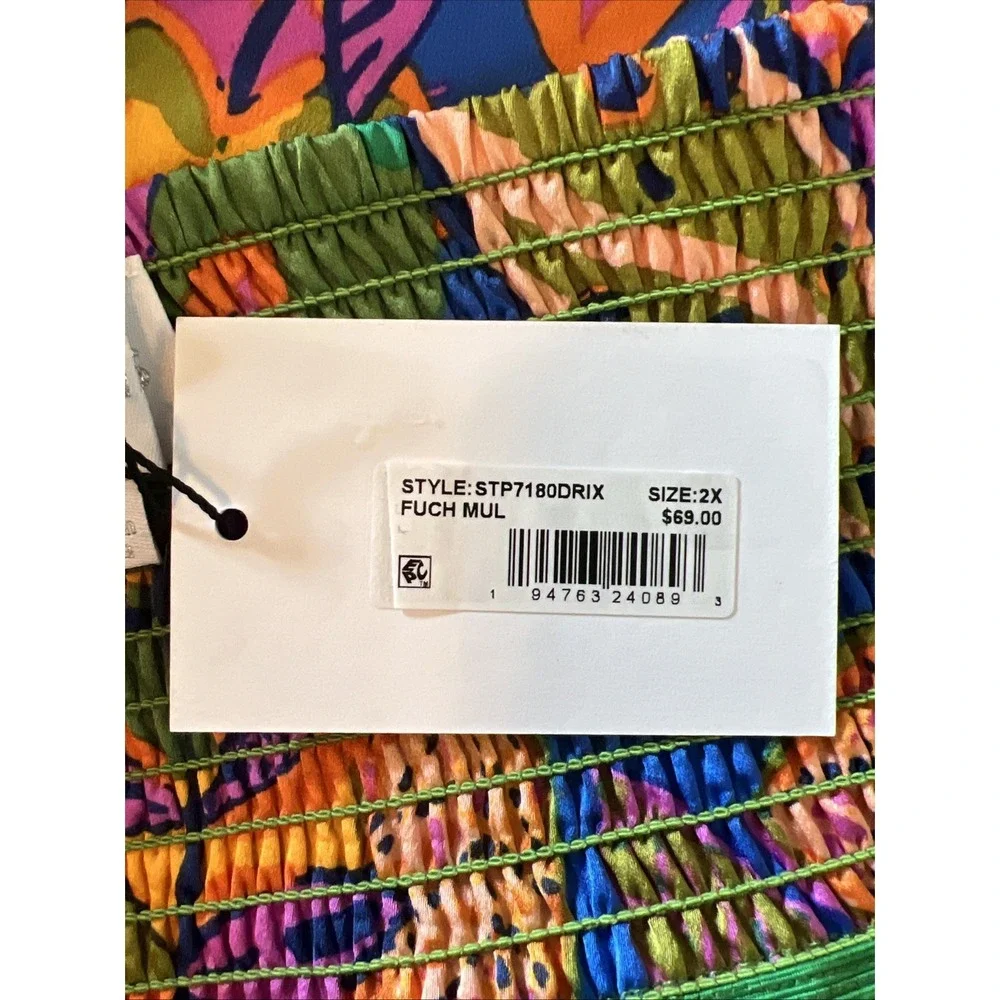 NWT $69 SUGARLIPS Curve Tropical Flowy‎ Multicolored Vacation Pants Size 2X